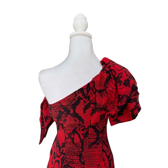 Solace London Heppy One Shoulder Crepe De Chine Midi Dress 0 Red NWT - Picture 6 of 9
